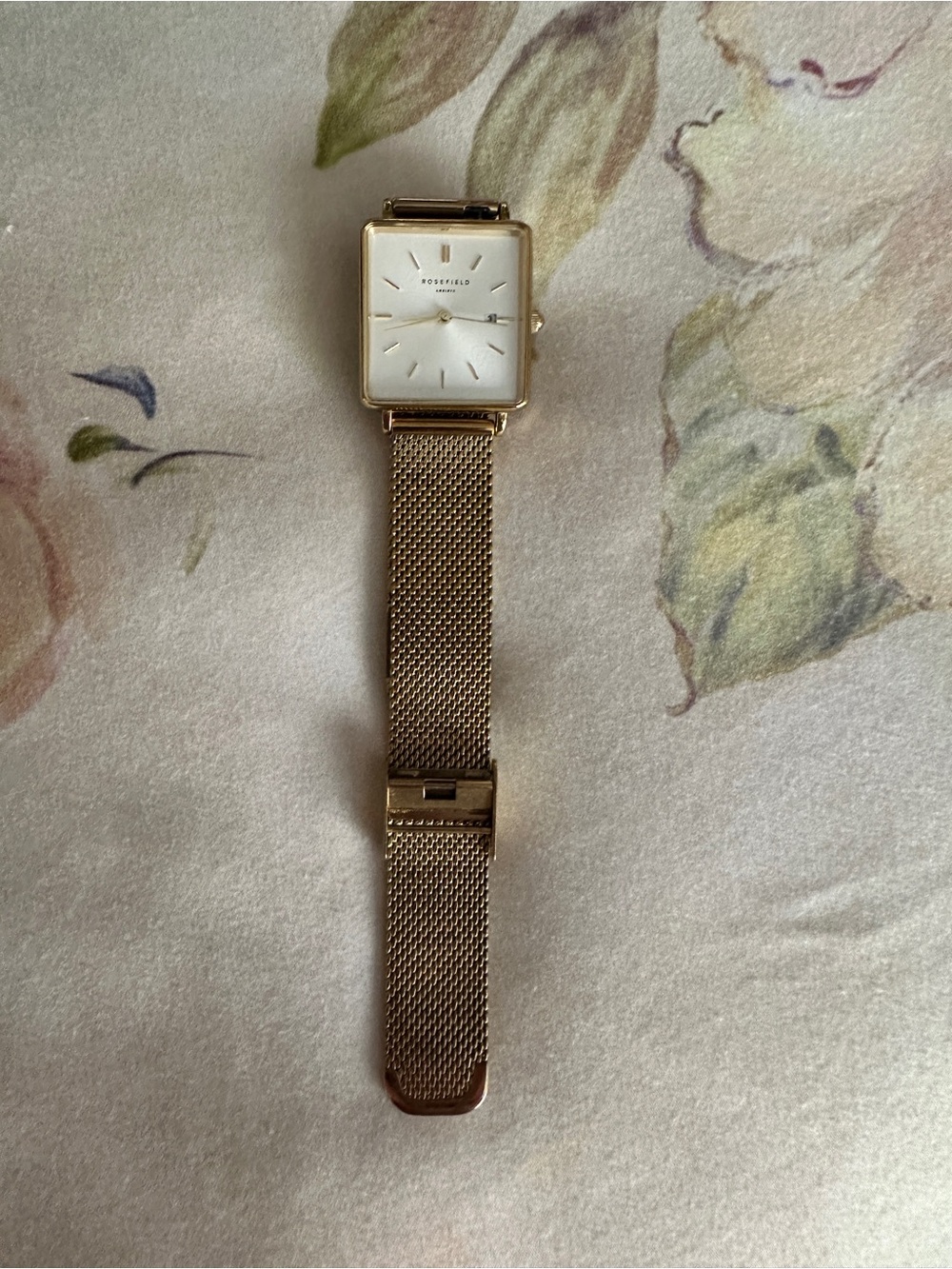Rosefield Mesh Strap Square Watch Gold